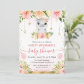 水の色フローラジャングルヒッポベビーシャワー 招待状 (スタンド正面)