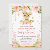 水の色フローラジャングルライオンキュブベビーシャワー 招待状 (正面)