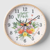 水の色フローラスイートママカスタムウォール 壁時計 (正面)