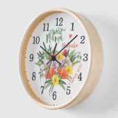 水の色フローラスイートママカスタムウォール 壁時計 (傾斜)