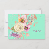 水の色フローラネオミントとバラ金ゴールド 出欠カード (裏面)