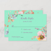 水の色フローラネオミントとバラ金ゴールド 出欠カード (正面/裏面)