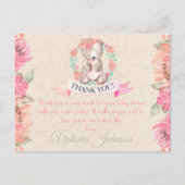 水の色フローラベビークマ赤ちゃんシャワーありがとう ポストカード (正面)