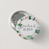 水の色フローラホワイトグリーンおばあちゃん花嫁 缶バッジ (正面&裏面)