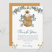 水の色フローラボホベビーガールシャワー サンキューカード (正面/裏面)