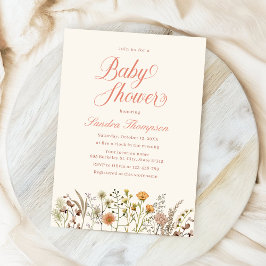 水の色フローラボホワイルドフラワーベビーシャワー 招待状