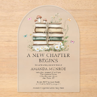 水の色フローラ新しいチャプター赤ちゃんシャワー アクリル招待状