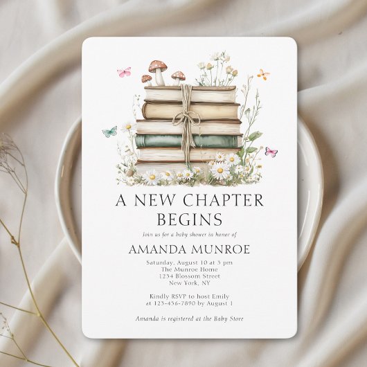 水の色フローラ新しいチャプター赤ちゃんシャワー 招待状