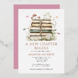 水の色フローラ新しいチャプター赤ちゃんシャワー 箔招待状