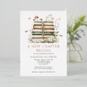 水の色フローラ新しいチャプター赤ちゃんシャワー 箔招待状 (立ち正面)