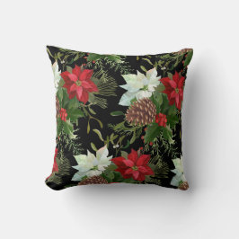 水の色フローラ松の木ホリデーウィンターデコール クッション