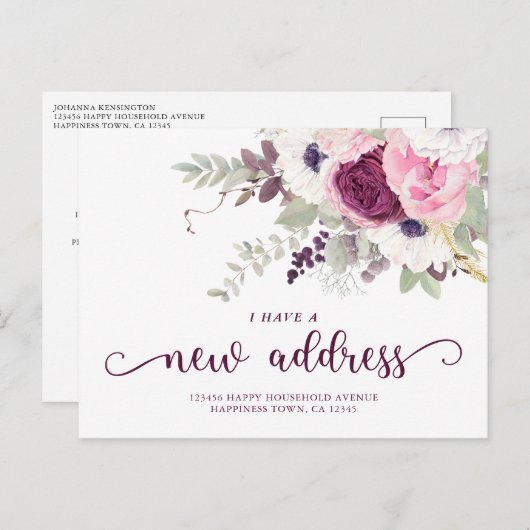 水の色フローラ私は新しいアドレス移動Anno 案内ポストカード (正面/裏面)