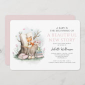 水の色フローラ美しい新しいストーリー赤ちゃんシャワー 招待状 (正面/裏面)