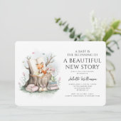 水の色フローラ美しい新しいストーリー赤ちゃんシャワー 招待状 (スタンド正面)