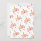 水の色フローラ魔法のユニコーン女の子ベビーシャワー 招待状 (裏面)