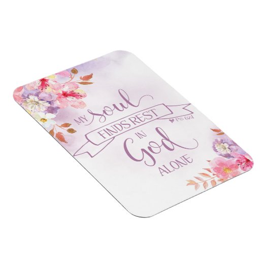 水の色フローラ、私の魂は残りを見つける – Ps 62:1 マグネット (右側)