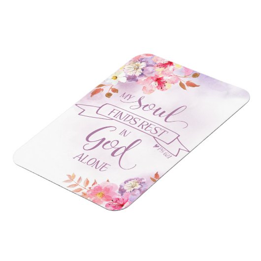 水の色フローラ、私の魂は残りを見つける – Ps 62:1 マグネット (左側)