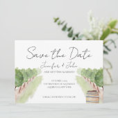 水の色ブドウ畑ワイナリー日付を保存 招待状 (スタンド正面)