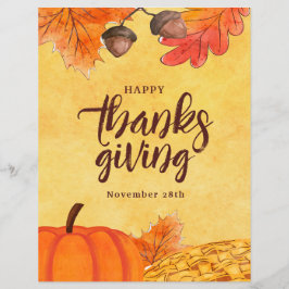 水の色ブラウン感謝祭ソーシャルメディア チラシ