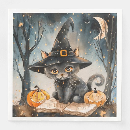 水の色ブラックキャットハロウィーンのためのデコページパーティー (正面)