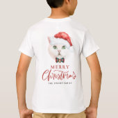水の色ブリティッシュショートヘア猫メリークリスマス Tシャツ (裏面)