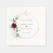 水の色ブルゴーニュフローラ葉エアイズ結婚の スタンダードカクテルナプキン (正面)