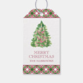 水の色ブルゴーニュ&グリーンプライドのクリスマスツリー ギフトタグ (正面)