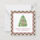 水の色ブルゴーニュ&グリーンプライドのクリスマスツリー ノートカード (正面)