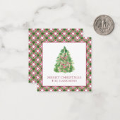 水の色ブルゴーニュ&グリーンプライドのクリスマスツリー ノートカード (正面/裏面インサイチュ)