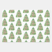 水の色ブルゴーニュ&グリーンプライドのクリスマスツリー ラッピングペーパーシート (正面)