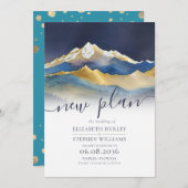 水の色ブルーゴールデン山結婚の延期 セーブザデート (正面/裏面)