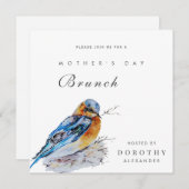 水の色ブルーバードマザーズデイブランチ招待状 招待状 (正面/裏面)