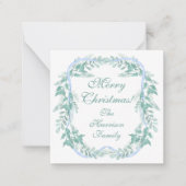 水の色ブルーボウガーランドクリスマスプレゼント ノートカード (正面)