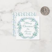 水の色ブルーボウガーランドクリスマスプレゼント ノートカード (正面/裏面インサイチュ)