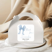 水の色ブルーボウ男の子の赤ちゃんシャワーありがとう スクエアシール