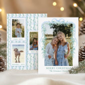 水の色ブルーボーガーランドクリスマスフォト シーズンカード