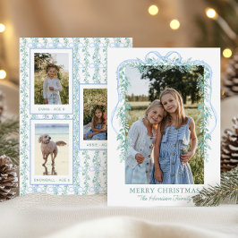 水の色ブルーボーガーランドクリスマスフォト シーズンカード