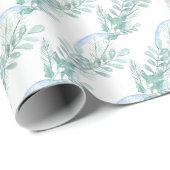 水の色ブルーボーガーランドクリスマス ラッピングペーパー (ロールコーナー)