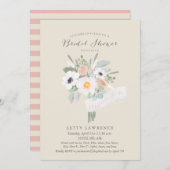 水の色ブーケブライダルシャワー招待 招待状 (正面/裏面)