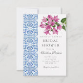 水の色ブーゲンビレアブルーのタイルブライダルシャワー 招待状 (正面)