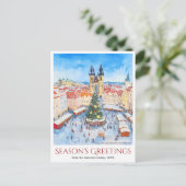 水の色プラハクリスマスマーケットチェコ シーズンポストカード (スタンド正面)