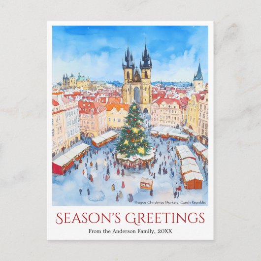 水の色プラハクリスマスマーケットチェコ シーズンポストカード (正面)