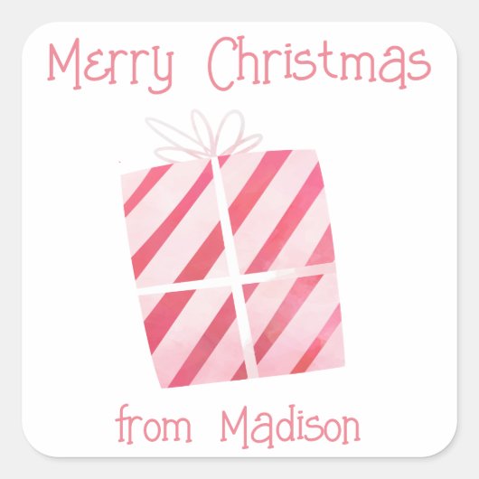 水の色プレゼントクリスマスギフトシール スクエアシール (正面)