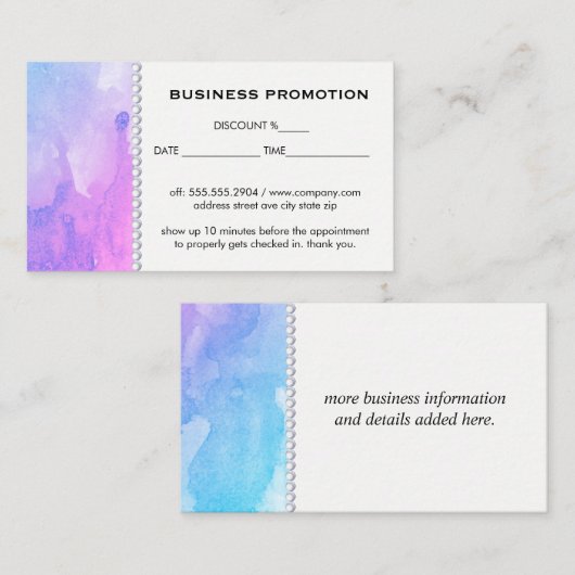 水の色プロモーション 割引カード (正面/裏面)