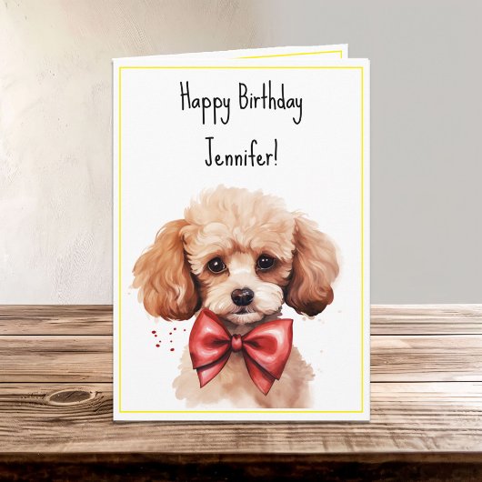 水の色プードルパピードッグ誕生日名 カード