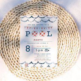 水の色プール航海のパーティの招待状 招待状