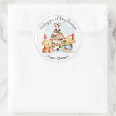 水の色ベアークリスマスツリー休日のシール ラウンドシール (バッグ)