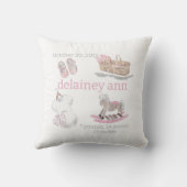 水の色ベビーガール子供部屋誕生統計キープサケ クッション (裏面)