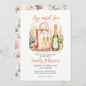 水の色ベビーガールsipと参照 招待状 (正面/裏面)