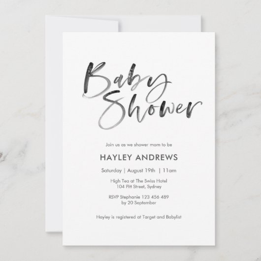 水の色ベビーシャワー招待ライムグリーン 招待状 (正面)